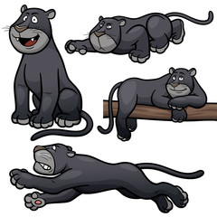 Obraz premium Ilustracja wektorowa zestaw znaków kreskówka Czarna Pantera