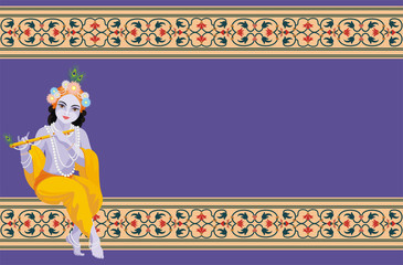 Krishna Janmashtami background. Beautiful greeting card with little Krishna's image.
