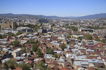 Fototapeta na wymiar The capital of Georgia - Tbilisi bird's-eye view
