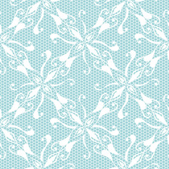Fototapeta premium Seamless lace pattern on blue background