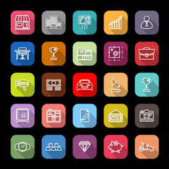 Asset and property line icons with long shadow