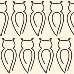 Seamless pattern made of one line owl bird drawings