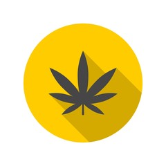 Marijuana leaf icon with long shadow