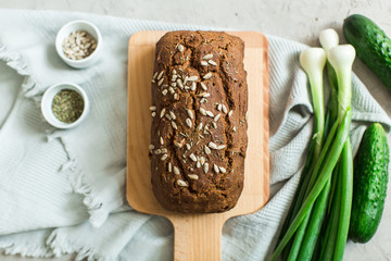 rye bread with sunflower seeds and herbs French