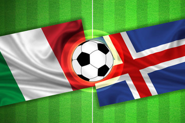 Naklejka premium Italy - Iceland - Soccer field with ball
