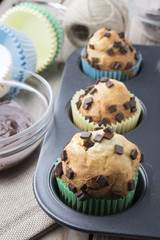 Muffins in a baking pan