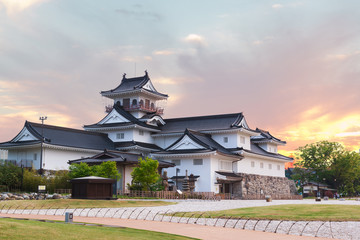 Toyama castle historic landmark in toyama japan with beautiful s