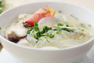 Bun sua or Vietnamese soup of jellyfish and vermicelli