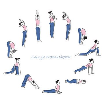 Yoga asana practice with Om symbol in lotus vector illustration.