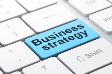 Business concept: Business Strategy on computer keyboard background