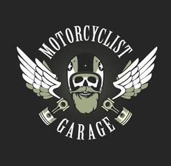 retro emblem motorcyclist