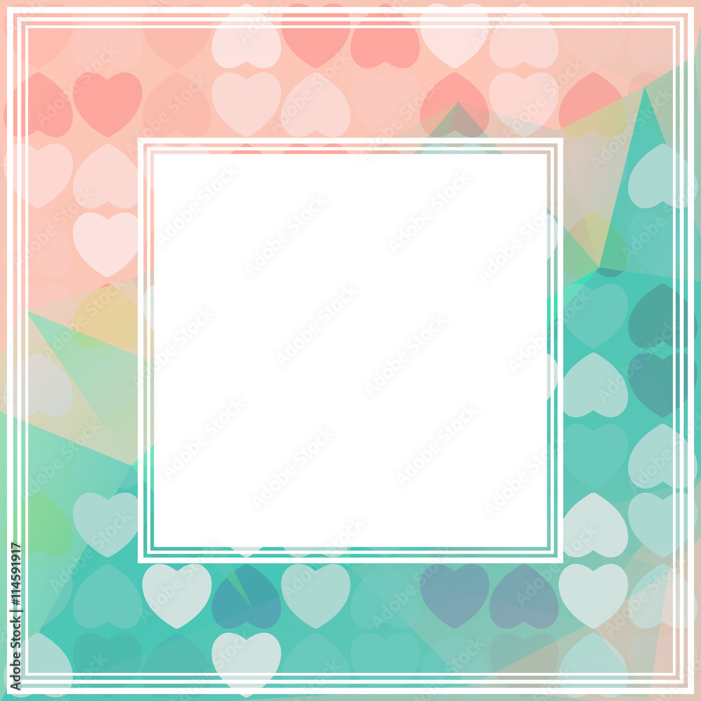 Wall mural blue pink hearts border