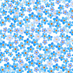 Fototapeta premium Floral Forget-me-not flower seamless pattern, watercolor illustration