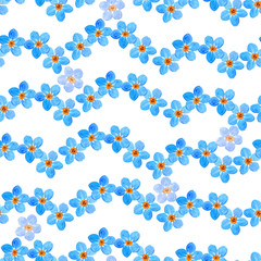Floral Forget-me-not flower seamless pattern, watercolor illustration