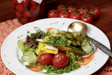 Plate of assorted pickled vegetables
