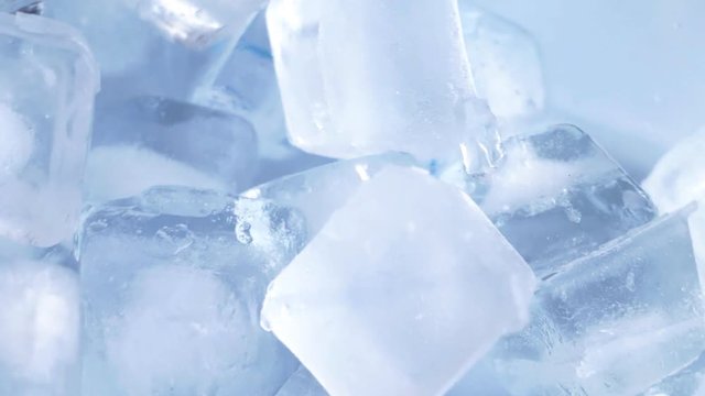 Frozen ice cubes, rotation.