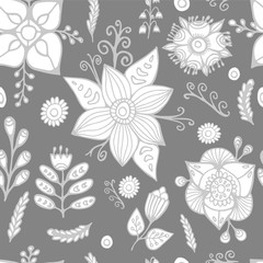 stock vector floral seamless doodle pattern. decorative element.