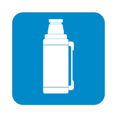 Thermos container icon, camping and hiking equipment. Vector ill