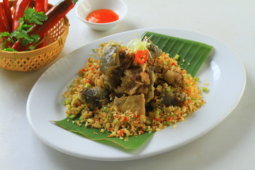 Salted minced turtle softshells on the dish