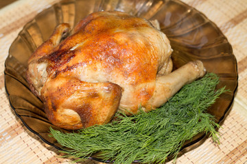 курица на бутылке