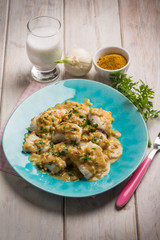fillet fish with coconut milk and curry sauce