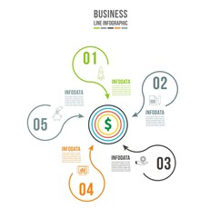 Infographic Template. Data Visualization. Can be used for workflow layout, number of options, steps, diagram, graph, presentation, round chart and web design. Vector illustration