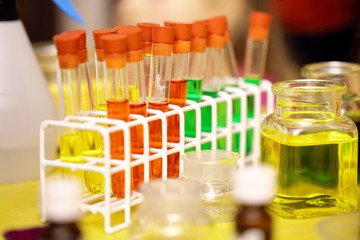 Vials with chemicals in a laboratory