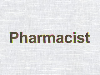 Healthcare concept: Pharmacist on fabric texture background