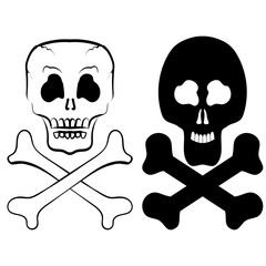 Human Skull Cross Bones Isolated on White Background