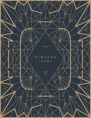 Vector template frame. Form of rectangle. Line design elements. Collage collection geometric gold shapes.