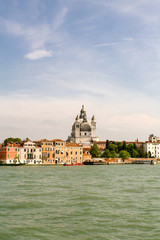 View from the water at the Basilica di Santa Maria della Salute in Venice.