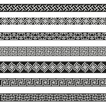 Old greek border designs vector set