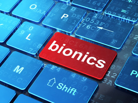 Science concept: Bionics on computer keyboard background