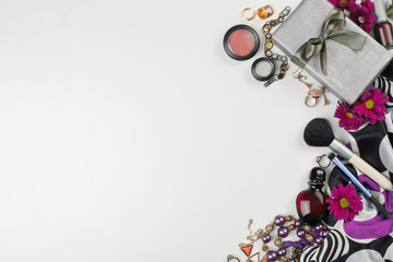 Women's colorful accessories and cosmetics