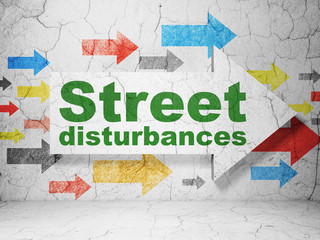 Politics concept: arrow with Street Disturbances on grunge wall background