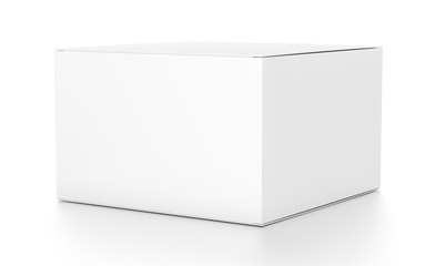 White horizontal rectangle blank box from side angle.