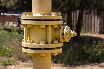 The gas valve on the pipe