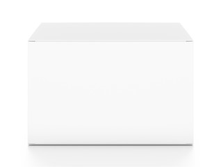 White horizontal rectangle blank box from top front angle.