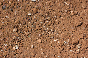 Dry soil closeup, Brown earth ground surface.