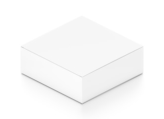 White flat horizontal rectangle blank box from isometric angle.