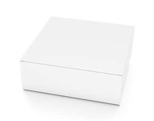 White flat horizontal rectangle blank box from top side closeup angle.
