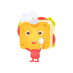 Sandwich Character In Coking Hat With Spoon