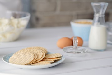 Healthy oat waffles on a plate