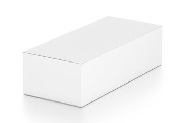 Naklejka premium White wide horizontal rectangle blank box from side angle.