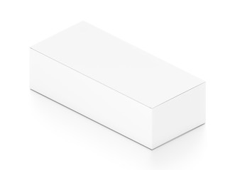 White wide horizontal rectangle blank box from isometric angle.