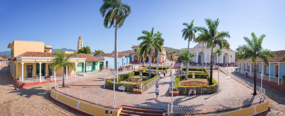 Fototapeta na wymiar Panorama of Plaza Mayor, Trinidad, Cuba