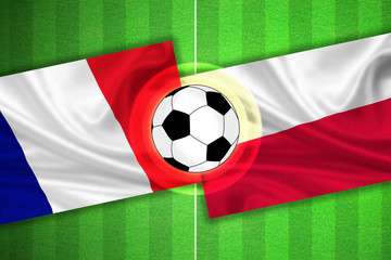 Fototapeta premium France - Poland - Soccer field with ball