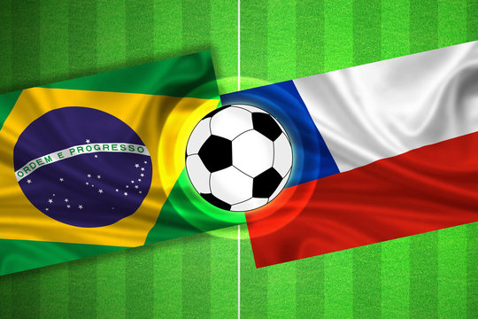 Brazil - Chile - Soccer field with ball