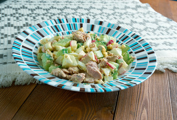 Salad with cod liver
