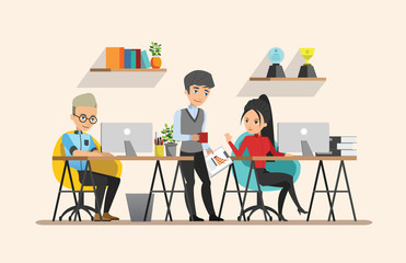 Business meeting. Teamwork shared working. Vector design set 4
